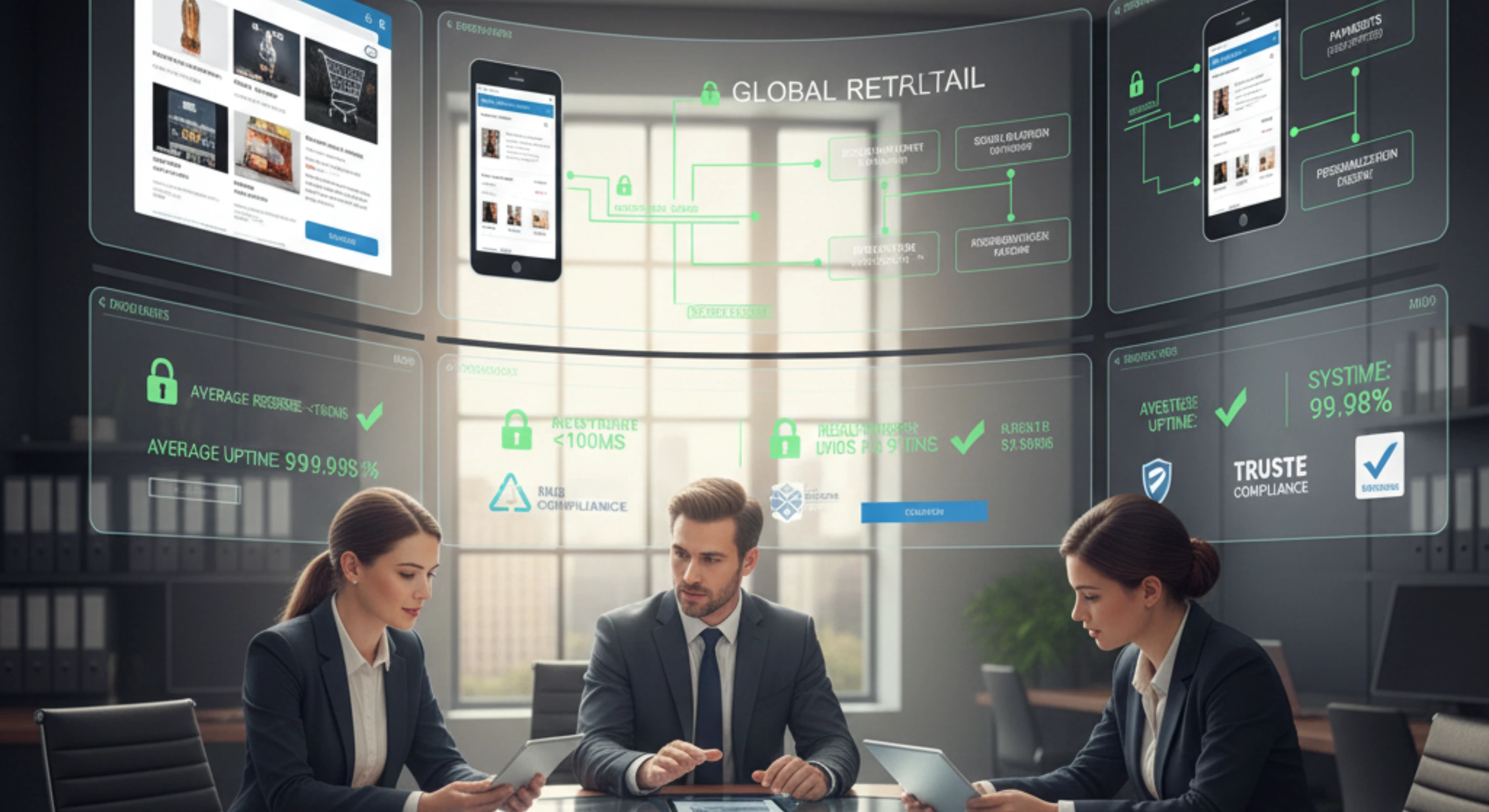Enterprise customer platform showing performance monitoring and security measures that build customer trust.