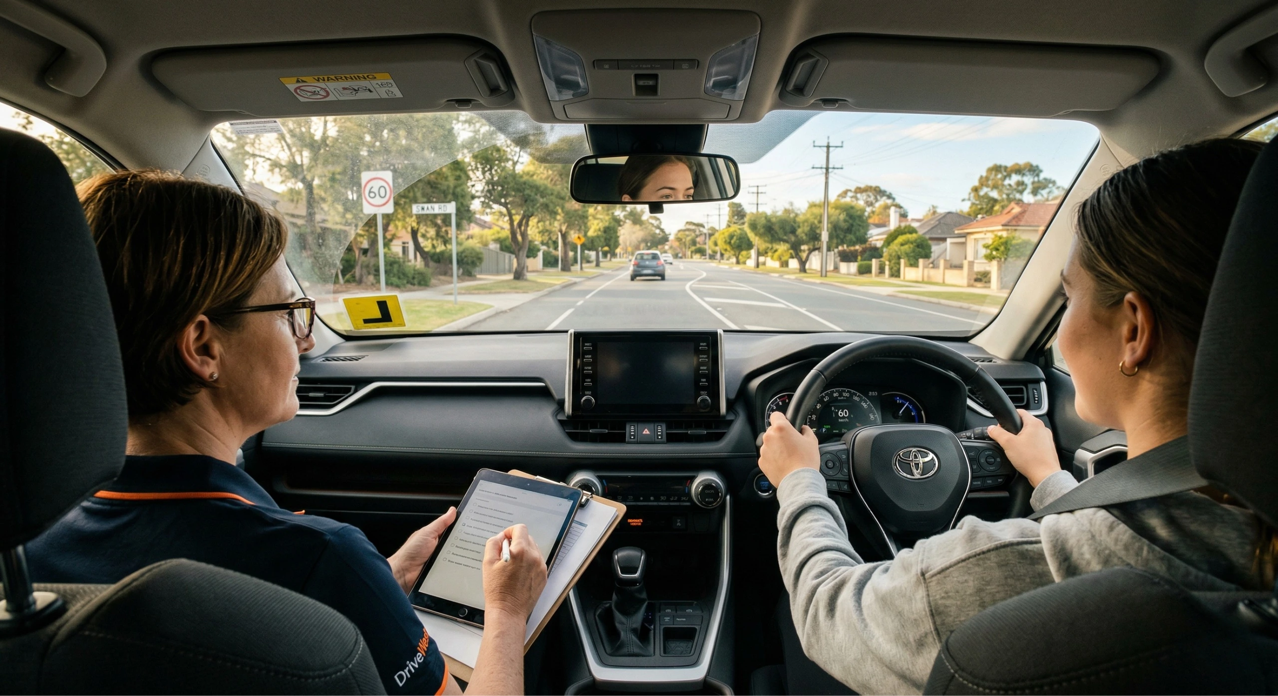 Driving tips for beginners in Perth during learner driving lesson with instructor