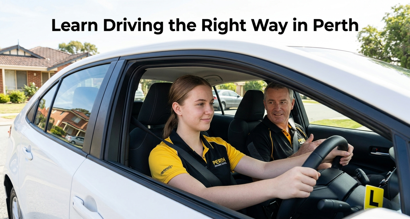 Professional driving instructor teaching learner driver in Perth at True Way Driving School