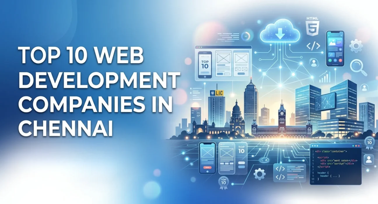 Top 10 Web Development Companies in Chennai city tech skyline and digital agencies