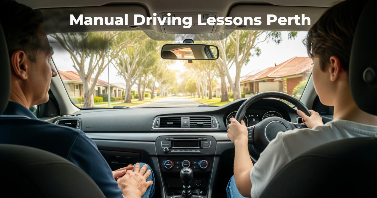 manual driving lessons Perth learner practicing gear shifting with instructor